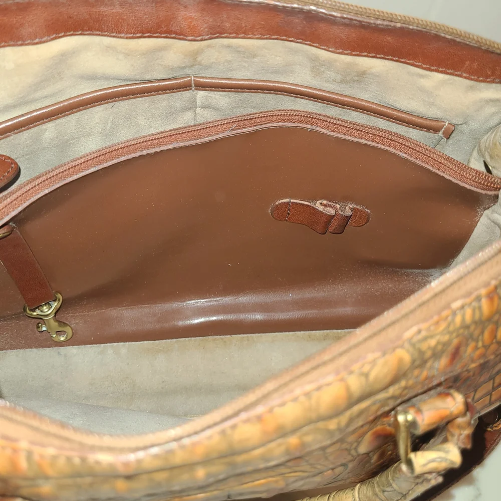 Brahmin Vintage Toasted Almond Melbourne Stacey Boston Satchel Shoulder Bag